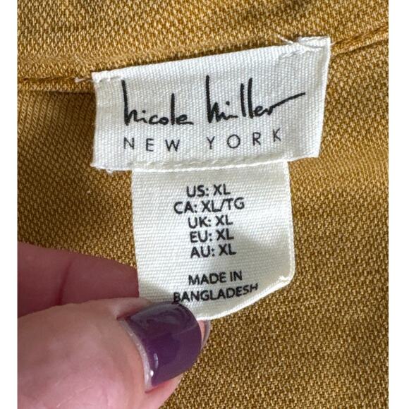 Nicole Miller Linen Blend Button Front Utility Style Jacket Tan Yellow Size XL - Picture 3 of 6